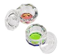 VICASKY 2pcs Nail Art Glass Crystal Cups Lids for Manicures Octagon and Polygons Shape for Nail Salon Use