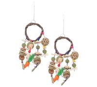 VICASKY 2Pcs Natural Chew for Small Pets Hanging Rabbit and Chinchilla Chew Accessories Multifunctional Hamster Supplies for Teeth Grinding and Dental Care Safe Boredom Breaker for Rodents