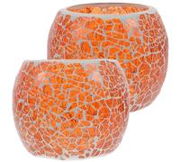 VICASKY 2pcs Orange Glass Candle Holders Tea Light Holder Table Centrepiece Decorative Romantic Design Creates Relaxing Atmosphere for Dining Room and Yoga