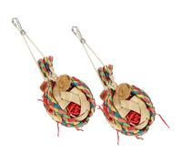 VICASKY 2pcs Parrot Chew Toys Hanging Bird Toys Natural Tree Bark for Birds Pet Plaything for Cage