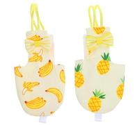 VICASKY 2pcs Parrot Diaper Flight Suit Set, Breathable Fabric Bird Clothing, Size S, Banana Pineapple Patterns, Outdoor Protective Nappy for Small Parakeets and Parrots, Random Style