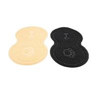 VICASKY 2Pcs Peanut Shaped Pet Cat Litter Mats Non Slip Durable Feeding Mats for Cats Dogs for Litter Box Food Bowls Black Beige