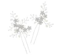 VICASKY 2pcs Pearl Hair Sticks Set Elegant Rhinestone Hair Pins for Brides Wedding Accessories for Women for Bridal Parties and Special Occasions