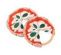 VICASKY 2pcs Pet Flying Disc Dog Toy Cotton Rope Chew Toy for Puppy Training Durable Bite-resistant Flyer Pizza Design Dog Throwing Disc