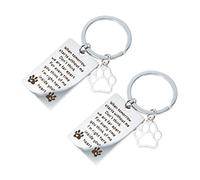 VICASKY 2pcs Pet Memorial Keychain Dog Bereavement Key Hanging Decor Meaningful Keepsake for Smooth Stainless Steel Design Remembrance for Dog Loss Memory
