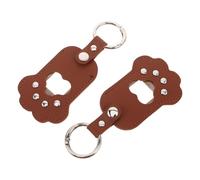 VICASKY 2Pcs Pet Memorial Keychains for Cats and Dogs Dark Brown PU Leather Pet Hair Keepsake Keyrings with Fur Storage Pouch Key Holders for Fur Collection