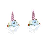 VICASKY 2pcs Pet Unicorn Hat Soft Comfortable Cloth Party Cosplay Props for Cats Dogs Puppy Pink Horn for Halloween Birthday Photo Shoot