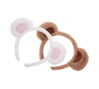 VICASKY 2pcs Plush Bear Ear Headbands Adjustable Soft Hair Hoops for Face Washing Makeup Cosplay Party Accessories for Adults and Teens