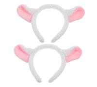 VICASKY 2pcs Plush Lamb Headband with Sheep Ears and Ram Horns, Soft Animal Hair Hoop for Kids and Adults, Cute Costume Accessory for Cosplay, Party, and Birthday