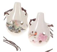 VICASKY 2pcs Porcelain Ocarinas Introductory Ocarinas for Beginner Student Boys and Girls Musical Instrument Flute Assorted style