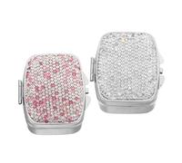 VICASKY 2pcs Portable Mini Rhinestone Pill Box Compartments Bling Small Travel Medication Organizer for Purse Go