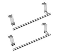 VICASKY 2pcs Punch-Free Door Back Stainless Steel Single Rod Towel Rack | Modern Silver Finish, Space Saving Load Bearing Stand, for Hand Towels Dishcloths Kitchen Cabinet Doors