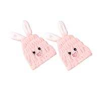 VICASKY 2pcs Quick-dry Hair Drying Towel Cap for Girls Absorbent Microfiber Wet Hair Wrap for Shower and Swimming Includes Bunny Ear Design
