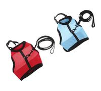 VICASKY 2PCS Rabbit Harness Leash for Walking Small Pets - Breathable Mesh Vest Harness with Chest Back Strap, Adjustable L Size (20-32cm Chest), Red and Light Blue - Outdoor Bunny and
