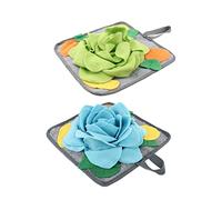 VICASKY 2Pcs Rabbit Snuffle Mats for Pets Polar Fleece Slow Feeding Cushions for Bunny Foraging Anxiety Relief Pressure Release Green Blue Pet Supplies