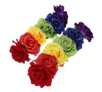 VICASKY 2pcs Rainbow Rose Flower Hair Hoop Elastic Rose Headband Lightweight Halloween Party Costume Prop for Women