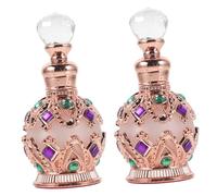 VICASKY 2pcs Refillable Travel Perfume Containers Rose Gold Glass Essential Oil Vials Portable Aromatherapy Bottles for Women Compact Fragrance Storage