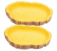 VICASKY 2Pcs Reptile Food Container Tortoise Water Dish Lifelike Resin Feeding Basin for Lizards and Tortoises for Serving Food and Water Decor for Reptile Habitats