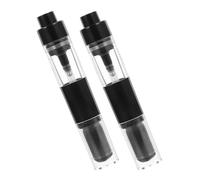 VICASKY 2pcs Retractable Makeup Brush Refillable Powder Brush Stylish Bottle Design Press to Dispense Reusable Black Portable Travel on The Go Makeup Application