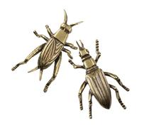 VICASKY 2Pcs Retro Brass Cricket Ornament Desktop Adornment Vintage Style Compact Solid Metal Figurines for Home Tea House Decor Collectibles