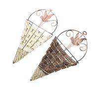 VICASKY 2pcs Retro Woven Wall Hanging Plant Containers Decorative Flower Decor Holders for Indoor Outdoor Home Office Garden Small Space Wall Baskets