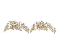 VICASKY 2pcs Rhinestone Bridal Hair Comb Clip Lightweight Gold Hairpin for Wedding Prom Engagement Elegant Hair Accessories for Women Secure Grip and Delicate Design