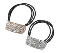 VICASKY 2Pcs Rhinestone Ponytail Holder Cuffs Elastic Hair Band Tie 2.55X1.97X0.63 in Sturdy Not Easy to Break for Friends Daily Wearing Punk Style Chic Look