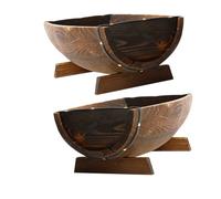 VICASKY 2pcs Rustic Wooden Barrel Planters Half Barrel Succulent Containers for Indoor Outdoor Garden Farmhouse Patio Balcony Decorative Flower Pots