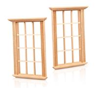 VICASKY 2pcs Scale Mini Dollhouse Window Frame Model Twelve Lattice Simulated Window for Doll House Decoration Tiny DIY Photograph Props for Miniature Furniture