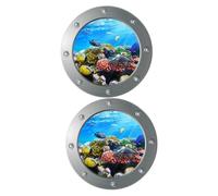 VICASKY 2pcs Sea Life Wall Stickers Decals Cartoon Ocean Animals Bedroom Nursery Playroom Decor Adhesive Vinyl for Home Living