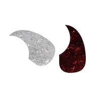 VICASKY 2pcs Self-adhesive Acoustic Guitar Pickguards for 40/41 Inch Folk Guitars, Comma and Teardrop Shape, White Iridescent and Dark Brown Tortoiseshell Protective Stickers