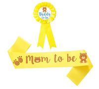 VICASKY 2pcs Shower Sash and Badge for Mom Daddy for Shower Decorations and Photo Props Create Joyful Atmosphere at Celebrations
