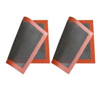 VICASKY 2Pcs Silicone Baking Mat Non-Stick Heat Resistant Oven Mat Perforated Fiberglass 30X40Cm Black Base Red Edge Baking Pad for Pastry and Cookie