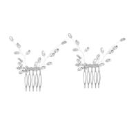 VICASKY 2pcs Silver Bridal Rhinestone Hair Comb with Leaf and Plum Blossom Design Elegant Wedding Hair Side Comb Accessory for Brides Sparkling Gem Detail and Refined Texture