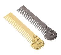 VICASKY 2pcs Skull-shaped Men's Metal Hair Comb Dual-sided Styling Tool for Mustache Beard Grooming Pocket Zinc Alloy Fine Tooth Barber Comb