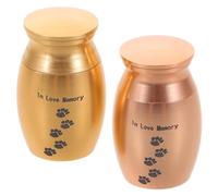 VICASKY 2pcs Small Metal Pet Keepsake Urns for Dogs Mini Memorial Ashes Box with Paw Print for Hair Teeth Storage Compact Tribute for Dog Loss
