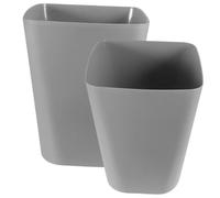 VICASKY 2Pcs Small Square Garbage Bin for Office Bathroom Bedroom Compact Plastic Trash Can for Home Organization Stylish Grey Waste Container for Living and Kitchen