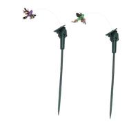 VICASKY 2Pcs Solar Powered Electric Hummingbird Flying with Realistic Feathered Design Garden and Home Decor Vivid Flapping Wings Sound Random Color Craft Ornaments Random Color