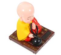 VICASKY 2pcs Solar Powered Shaking Monk Figurine Zen Buddha Dashboard Decoration for Home and Car Automatic Nodding Knocking Monk Statue Creates Peaceful Atmosphere
