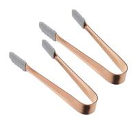 VICASKY 2pcs Stainless Steel Ice Tongs with Rose Gold Silicone Grip, Non-Slip Serving Kitchen Tool for Flipping Burgers and Grilling Corn, Comfortable and Secure Food Serving Tongs