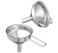 VICASKY 2pcs Stainless Steel Kitchen Funnels Oil Transferring Funnel and Wine Liquid Dispenser with Short and Long Handles for Home Cooking and Bottle Filling
