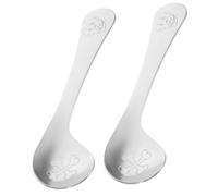 VICASKY 2Pcs Stainless Steel Training Spoons with Ergonomic Handle for Self Feeding Rounded Smooth Edges Safe for Learning to Eat Independently