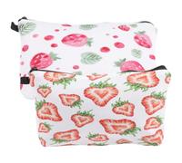 VICASKY 2pcs Strawberry Printed Makeup Bag Large Travel Cosmetics Bag Waterproof Polyester Makeup Storage Case Not Easy to Deformation Suitable for Travel and School