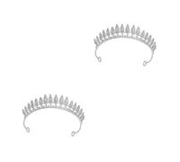 VICASKY 2pcs Stylish Alloy Wedding Headband Crown for Bride Comfortable Tiara Hair Clasp Chic White Leaf Design Hair Accessory for Weddings Proms Birthday Parties