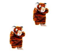 VICASKY 2pcs Tiger Plush Hand Puppet Soft for Role Play and Storytelling Parent Interactive Doll for Color Hand Puppet Accessory for Party and Educational Use