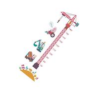 VICASKY 2pcs Tower Crane Wall Stickers Cartoon Height Scale PVC Wall Decoration for Kids Room Nursery Home Decoration, Arranged Freely, Assorted Colour