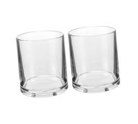 VICASKY 2pcs Transparent Acrylic Drinking Glasses Shatter Resistant Round Tumblers for Whiskey Cocktails Soda Ergonomic Grip Stackable Reusable Clear Juice Cups for Home Outdoors