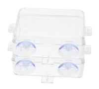 VICASKY 2Pcs Transparent Reptile Food Bowls with Suction Cups Anti-escape Design Compact Feeding Holders for Lizards Geckos Bearded Dragons