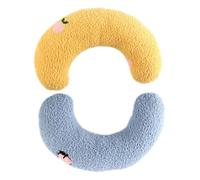 VICASKY 2pcs U-shaped Cat Neck Pillow for Deep Sleep Soft Breathable Pet Cushion in Blue Yellow Comfortable Neck Support for Cats Rabbits Small Pets Beds Sofas Baskets