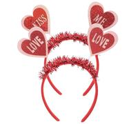 VICASKY 2pcs Valentine's Day Headband Set, Red Heart-Shaped Hair Hoop and Love Letters, Festival Party Hairband for Wedding and Romantic Occasions